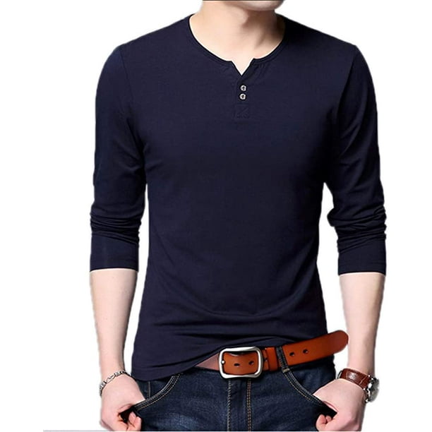 Aiyino Mens Casual Slim Fit Long Sleeve Henley T-Shirts Cotton Shirts Aiyino Mens Casual Slim Fit Long Sleeve Henley T-Shirts Cotton Shirts